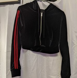 Rue21 Black and Red Velvet Crop Jacket Small